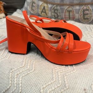 Orange Platform Heels